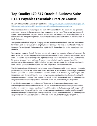 top quality 1z0 517 oracle e business suite
