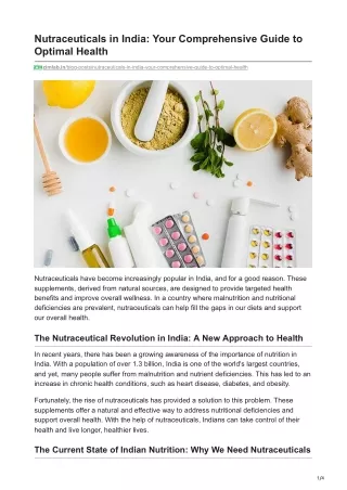 nutraceuticals in india your comprehensive guide