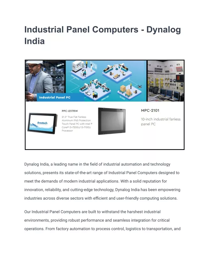 industrial panel computers dynalog india