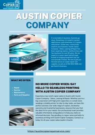 No More Copier Woes: Say Hello to Seamless Printing with Austin Copier Company