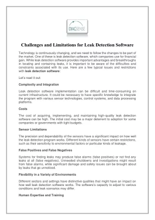 Challenges and Limitations for Leak Detection Software