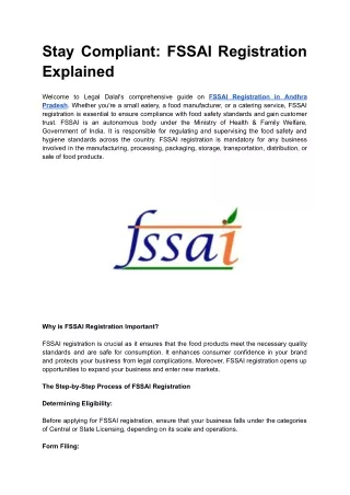 Stay Compliant: FSSAI Registration Explained