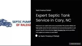 Reliable, Affordable and Guaranteed Septic Pumping Service In Cary NC