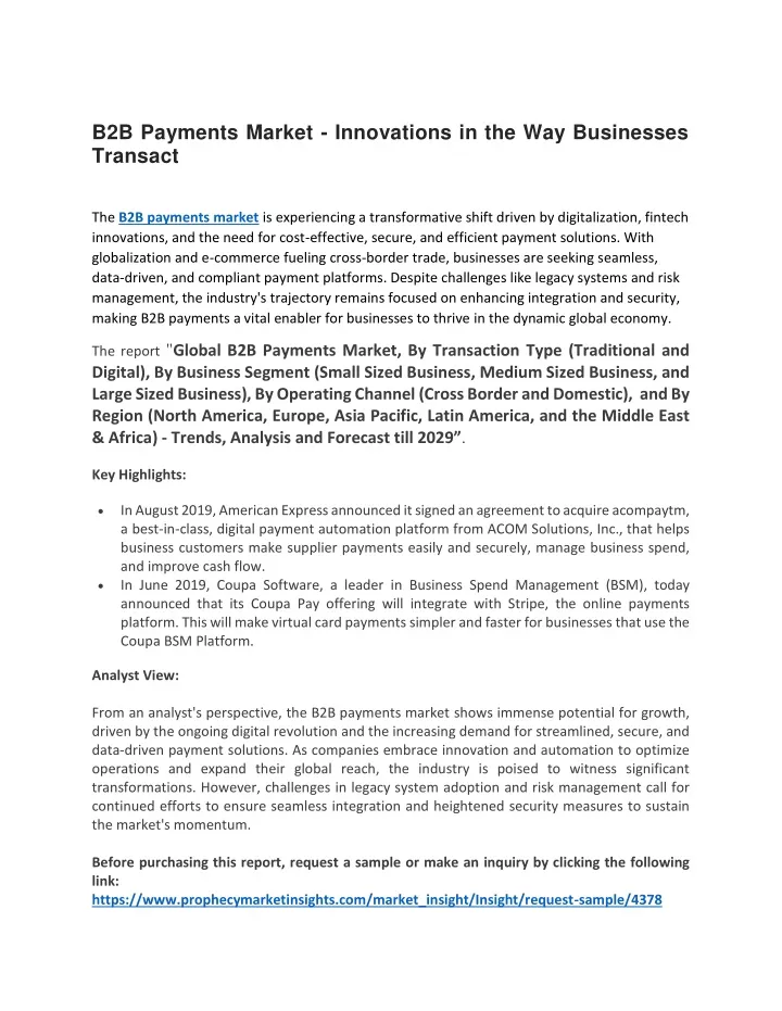 b2b payments market innovations