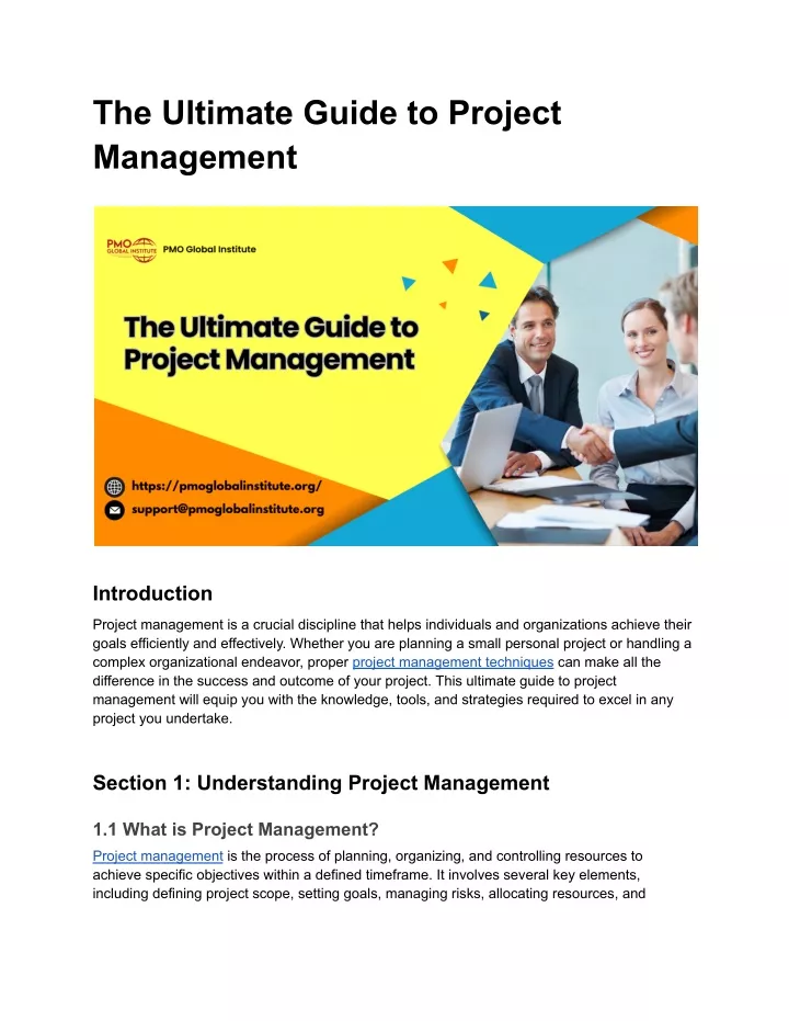 the ultimate guide to project management