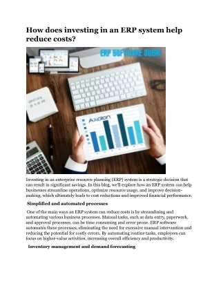 how does investing in an erp system help reduce