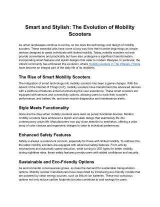 smart and stylish the evolution of mobility
