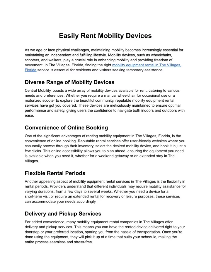 easily rent mobility devices