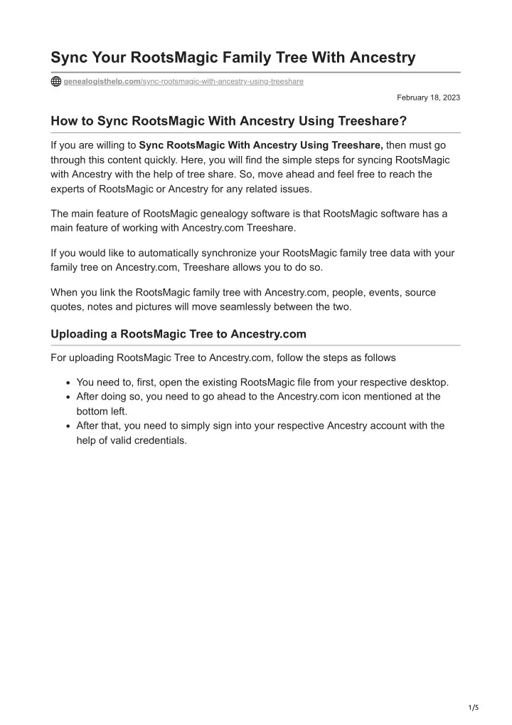 sync your rootsmagic family tree with ancestry