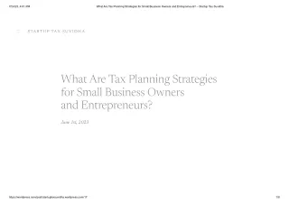 Tax Planning Strategies for Small Business Owners - Startup Tax Suvidha