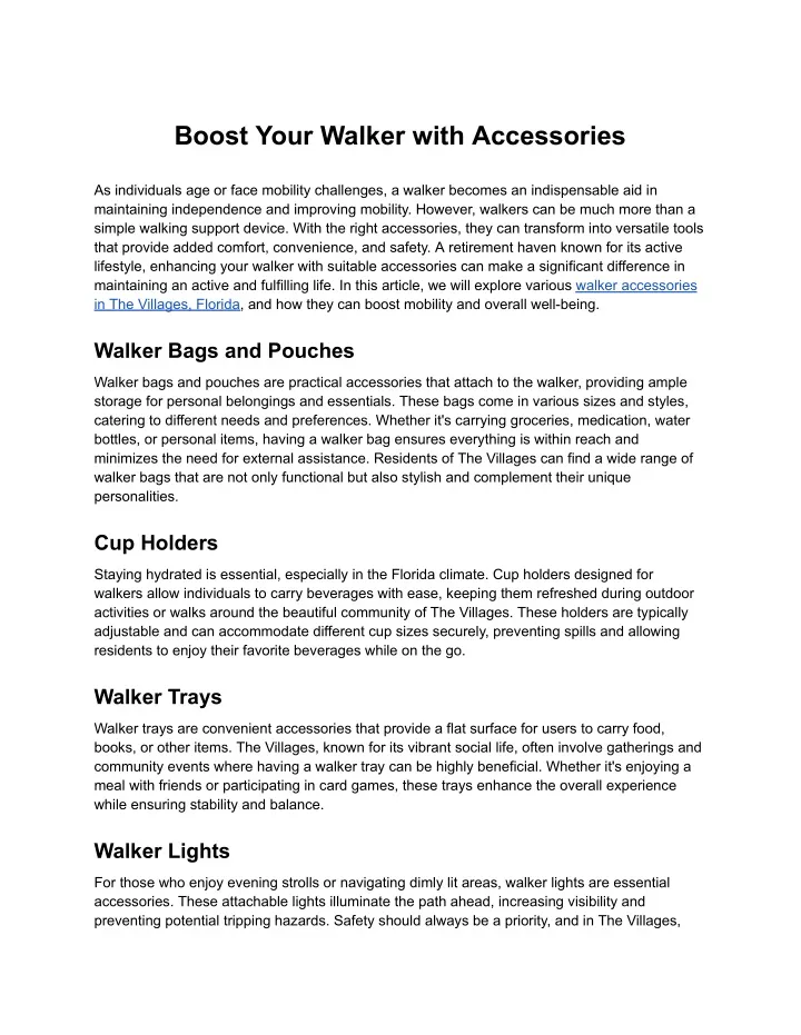 boost your walker with accessories