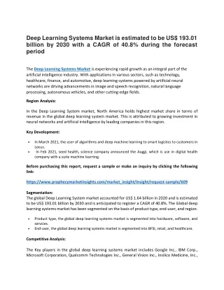 deep learning systems market is estimated