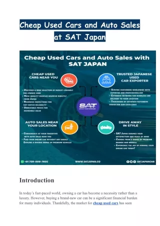 Cheap Used Cars and Auto Sales at SAT Japan