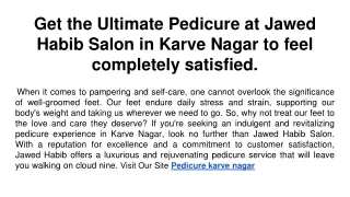 get the ultimate pedicure at jawed habib salon in karve nagar to feel completely satisfied