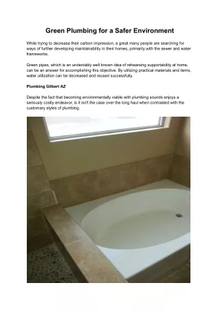 green plumbing for a safer environment