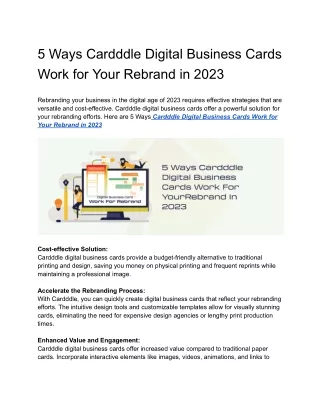 5 Ways Cardddle Digital Business Cards Work for Your Rebrand in 2023