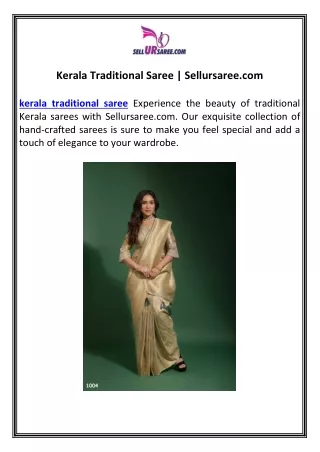 Kerala Traditional Saree | Sellursaree.com