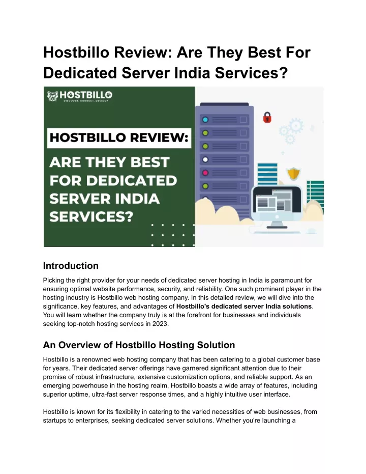 hostbillo review are they best for dedicated