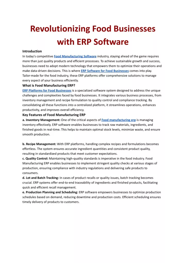 revolutionizing food businesses with erp software