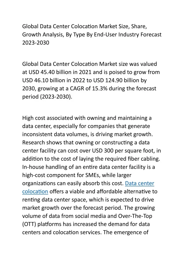 global data center colocation market size share
