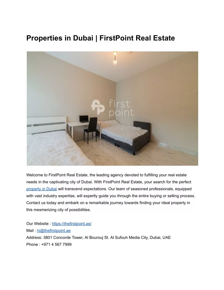 properties in dubai firstpoint real estate
