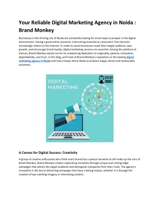 Your Reliable Digital Marketing Agency in Noida  Brand Monkey