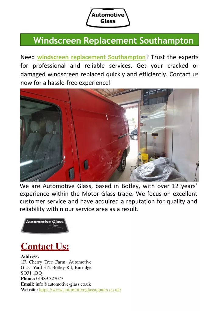 windscreen replacement southampton