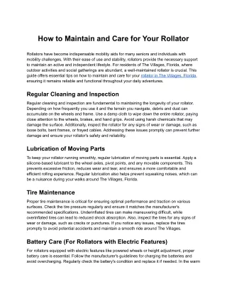 How to Maintain and Care for Your Rollator