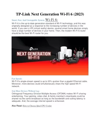 TP-Link Next Generation Wi-Fi 6