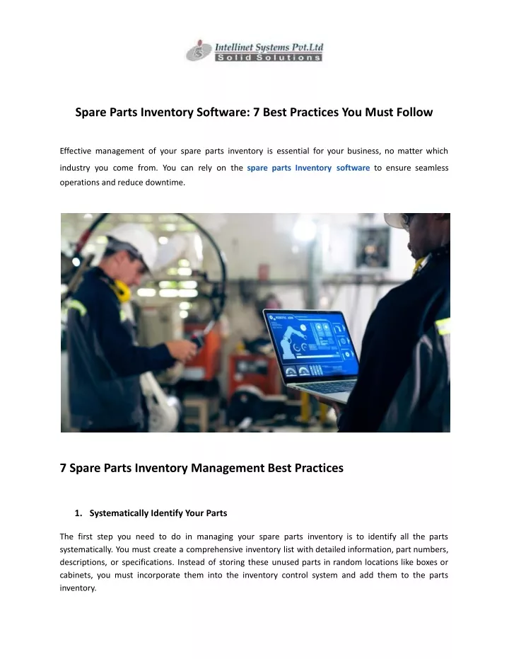 spare parts inventory software 7 best practices