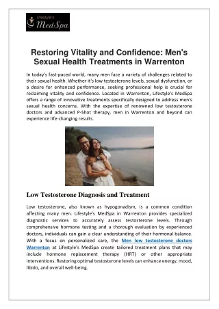 Restoring Vitality and Confidence