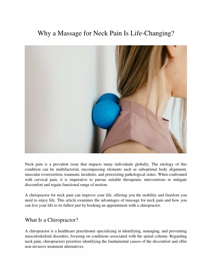 why a massage for neck pain is life changing