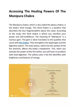 accessing the healing powers of the manipura
