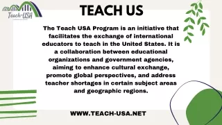 Benefits of the teach US program