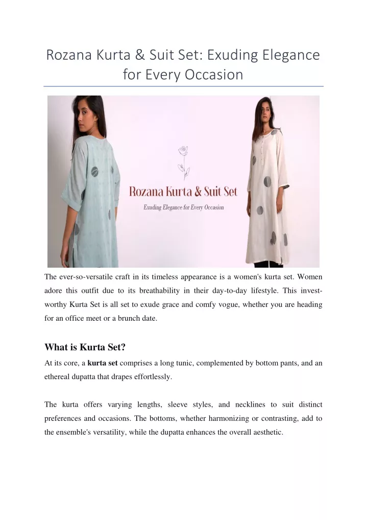 rozana kurta suit set exuding elegance for every