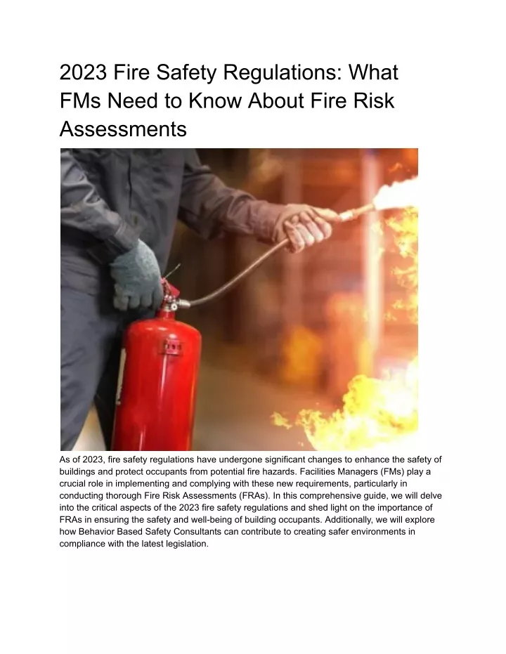2023 fire safety regulations what fms need