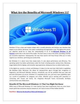 What Are the Benefits of Microsoft Windows 11