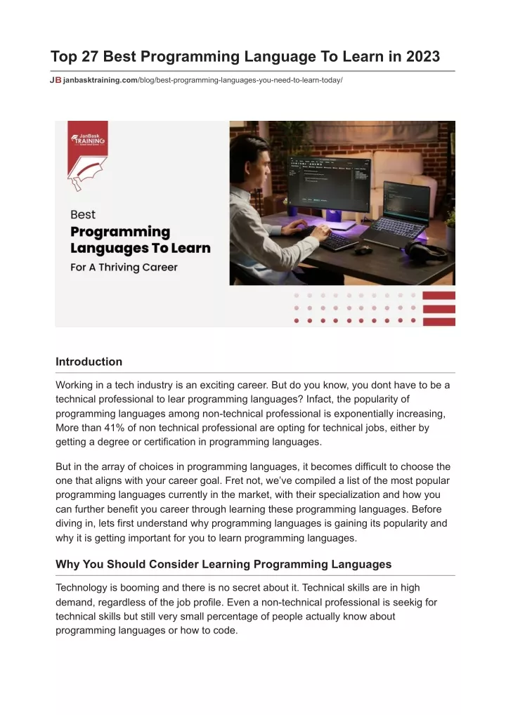 top 27 best programming language to learn in 2023