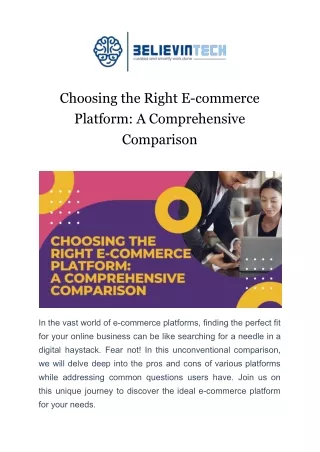 Choosing the Right E-commerce Platform A Comprehensive Comparison