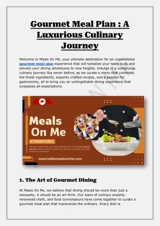 Gourmet Meal Plan - A Luxurious Culinary Journey