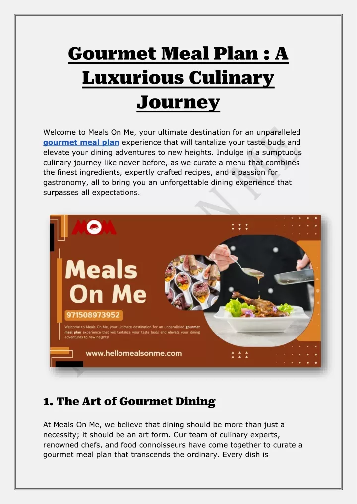 gourmet meal plan a luxurious culinary journey