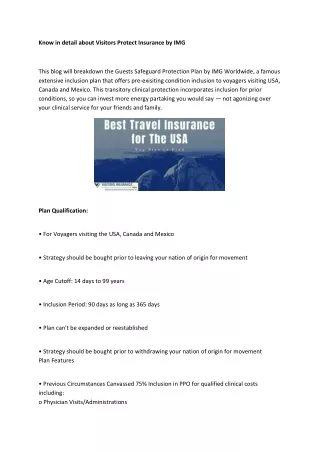 know in detail about visitors protect insurance