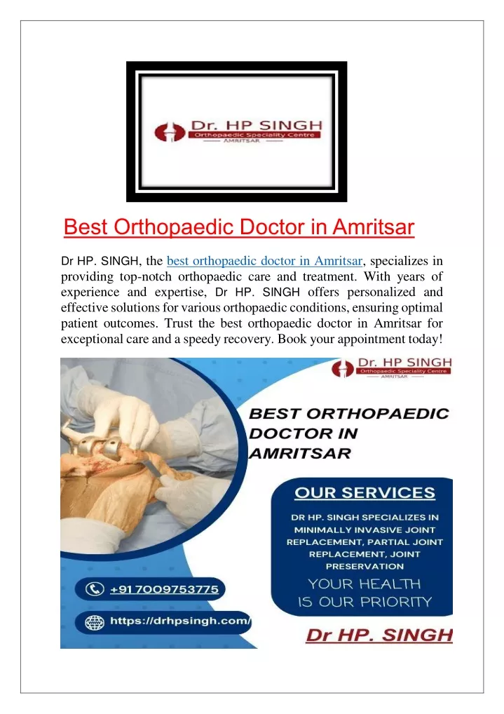 best orthopaedic doctor in amritsar