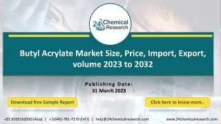 Butyl Acrylate Market Size, Price, Import, Export, volume 2023 to 2032
