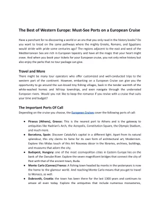 The Best of Western Europe Must-See Ports on a European Cruise.docx