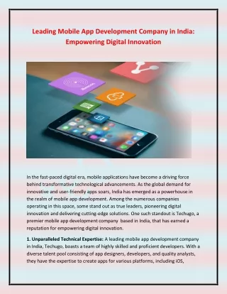 leading mobile app development company in india