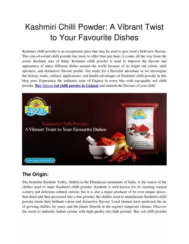 kashmiri chilli powder a vibrant twist to your