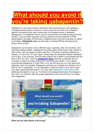 what should you avoid if you re taking gabapentin