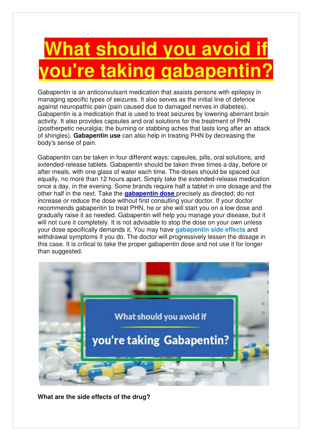 Avoid Taking PPT - What should you avoid if you're taking gabapentin. PowerPoint ...