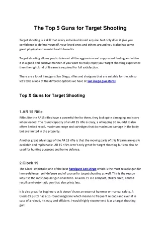 The Top 5 Guns for Target Shooting
